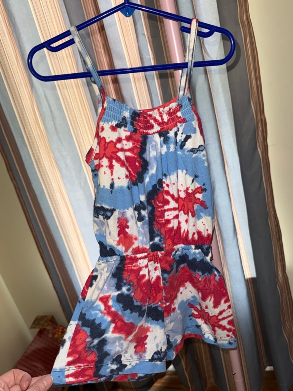 The Children's Place Red, Blue & White Tie-Dye Romper Girls Size 5T